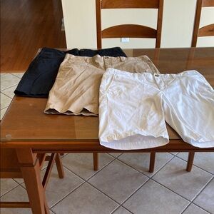 Banana Republic Casual Cotton Shorts Trio - Black, Tan and White. Perfect Colors